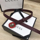 Gucci 模特走秀款 红色水晶 双G带扣 皮革腰带 葡萄紫