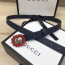 Gucci 模特走秀款 红色水晶 双G带扣 皮革腰带 深蓝色