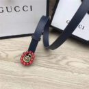 Gucci 模特走秀款 红色水晶 双G带扣 皮革腰带 深蓝色