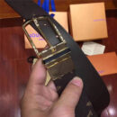 M9054Q LV腰带 SLENDER 双面可用 海外原单货 手工缝线 男士腰带 金扣啡老花