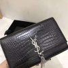326076 YSL圣罗兰 专柜最新 细鳄鱼纹 流苏包 黑色银链