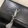 326076 YSL圣罗兰 专柜最新 细鳄鱼纹 流苏包 黑色银链