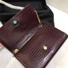 326076 YSL圣罗兰 专柜最新 细鳄鱼纹 流苏包 枣红金链