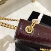 326076 YSL圣罗兰 专柜最新 细鳄鱼纹 流苏包 枣红金链