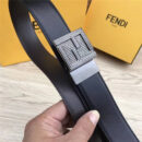 7C0353 Fendi芬迪 小牛皮 双F标志 旋转带扣 双面可用 男士腰带 哑光黑