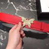 Gucci 2018新款 走秀款 原版牛皮 蝴蝶满钻扣头 大红色银扣