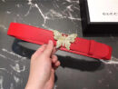 Gucci 2018新款 走秀款 原版牛皮 蝴蝶满钻扣头 大红色银扣