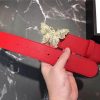 Gucci 2018新款 走秀款 原版牛皮 蝴蝶满钻扣头 大红色银扣