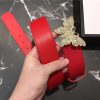 Gucci 2018新款 走秀款 原版牛皮 蝴蝶满钻扣头 大红色银扣