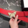 Gucci 2018新款 走秀款 原版牛皮 蝴蝶满钻扣头 大红色银扣