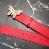 Gucci 2018新款 走秀款 原版牛皮 蝴蝶满钻扣头 大红色银扣