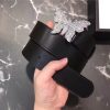 Gucci 2018新款 走秀款 原版牛皮 蝴蝶满钻扣头 黑色银扣