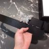 Gucci 2018新款 走秀款 原版牛皮 蝴蝶满钻扣头 黑色银扣