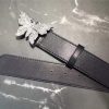 Gucci 2018新款 走秀款 原版牛皮 蝴蝶满钻扣头 黑色银扣