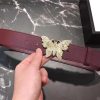 Gucci 2018新款 走秀款 原版牛皮 蝴蝶满钻扣头 酒红色金扣