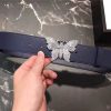 Gucci 2018新款 走秀款 原版牛皮 蝴蝶满钻扣头 蓝色银扣