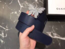 Gucci 2018新款 走秀款 原版牛皮 蝴蝶满钻扣头 蓝色银扣