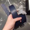 Gucci 2018新款 走秀款 原版牛皮 蝴蝶满钻扣头 蓝色银扣