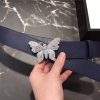 Gucci 2018新款 走秀款 原版牛皮 蝴蝶满钻扣头 蓝色银扣