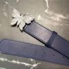Gucci 2018新款 走秀款 原版牛皮 蝴蝶满钻扣头 蓝色银扣