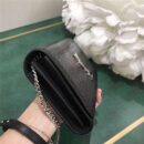 YSL圣罗兰 专柜最新女包 细鳄鱼纹 YSL链条包 黑色银链