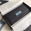 1MH132 Prada Etiquette 钱夹 进口小牛皮 撞色 普拉达长款钱夹 黑配蓝
