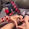 821 Fendi芬迪 超美包带 爱心花朵款 炫彩长肩带 黑配红