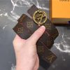 LV 新款 LV Circle 圆形LV字母 钢扣 双面腰带 啡配玫红