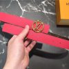 LV 新款 LV Circle 圆形LV字母 钢扣 双面腰带 啡配玫红