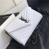 377828 YSL 进口鱼子酱皮 圣罗兰 真皮链式皮夹 白色黑饰
