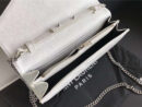 377828 YSL 进口鱼子酱皮 圣罗兰 真皮链式皮夹 白色银饰