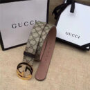 古驰 Gucci 原单面料 头层树膏磨砂底 双G扣头 金色
