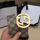 古驰 Gucci 原单面料 头层树膏磨砂底 双G扣头 金色