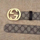 古驰 Gucci 原单面料 头层树膏磨砂底 双G扣头 金色