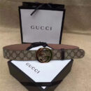 古驰 Gucci 原单面料 头层树膏磨砂底 双G扣头 金色