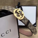 古驰 Gucci 原单面料 头层树膏磨砂底 双G扣头 金色