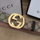 古驰 Gucci 原单面料 头层树膏磨砂底 双G扣头 金色