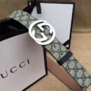古驰 Gucci 原单面料 头层树膏磨砂底 双G扣头 银色