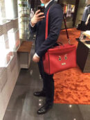 3516 Fendi芬迪 PEEKABOO 罗马手提包 浮雕表情 芬迪公文包 红色