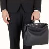 1516 Fendi PEEKABOO FIT罗马皮 全手工缝制 男士手提包 黑色