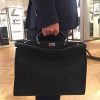 1516 Fendi PEEKABOO FIT罗马皮 全手工缝制 男士手提包 黑色
