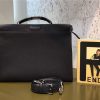 1518 Fendi PEEKABOO FIT罗马皮 全手工缝制 男士 纤薄手提包 黑色
