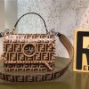 2821 Fendi 编织装饰穿绳 双F凸纹印花标志 翻盖手袋 啡色