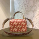 2821 Fendi 编织装饰穿绳 双F凸纹印花标志 翻盖手袋 红色
