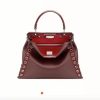 8106M FENDI芬迪 PEEKABOO中号 锦蛇皮索环边缘 手提包 酒红色