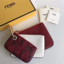 001 FENDI芬迪 F IS FEND 三套索环 牛皮拼蛇皮 手拿包 酒红白红