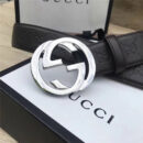411924 GUCCI皮带 古驰腰带 官方同步 进口小牛皮 银色