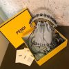 010 FENDI女包 芬迪水桶包 MON TRESOR 金属珍珠 小牛皮 蓝色