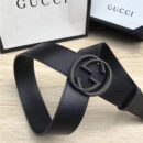 经典款双G 古奇男士皮带 Gucci皮带 Gucci时尚牛皮男士腰带 进口小牛皮 黑色