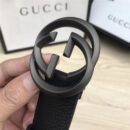 经典款双G 古奇男士皮带 Gucci皮带 Gucci时尚牛皮男士腰带 进口小牛皮 黑色